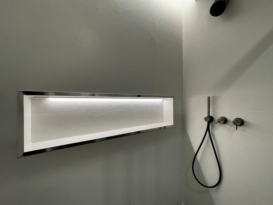 Luxurious shower with all amenities